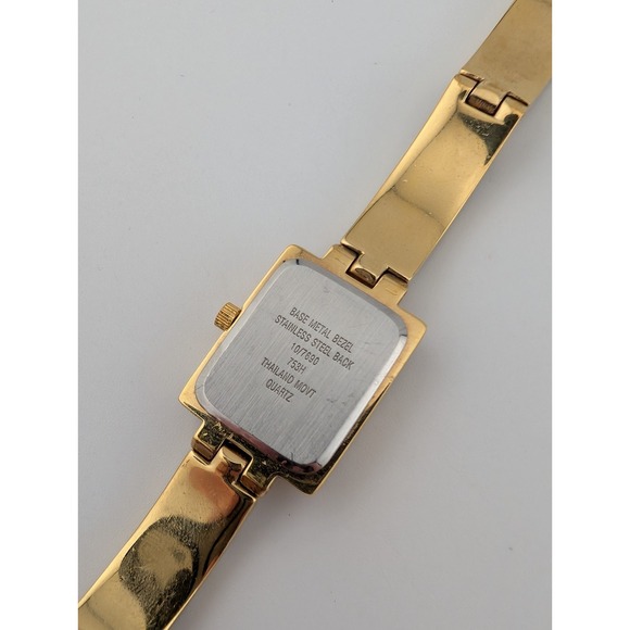 Anne Klein Watch Women 17mm Gold Tone MOP Dial Crystal Bling Tank 7" New Battery - Picture 7 of 8